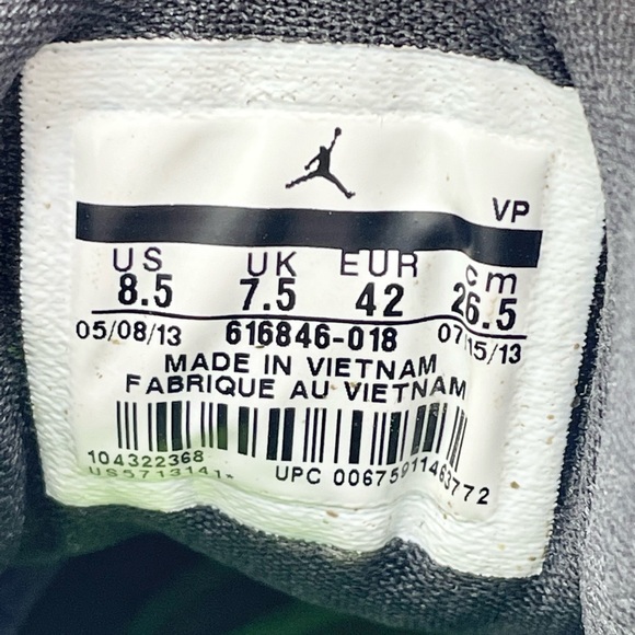 Nike Jordan Prime Flight 616846-018 Purple Black Green Sneakers Men’s Size 8.5 - Picture 11 of 11